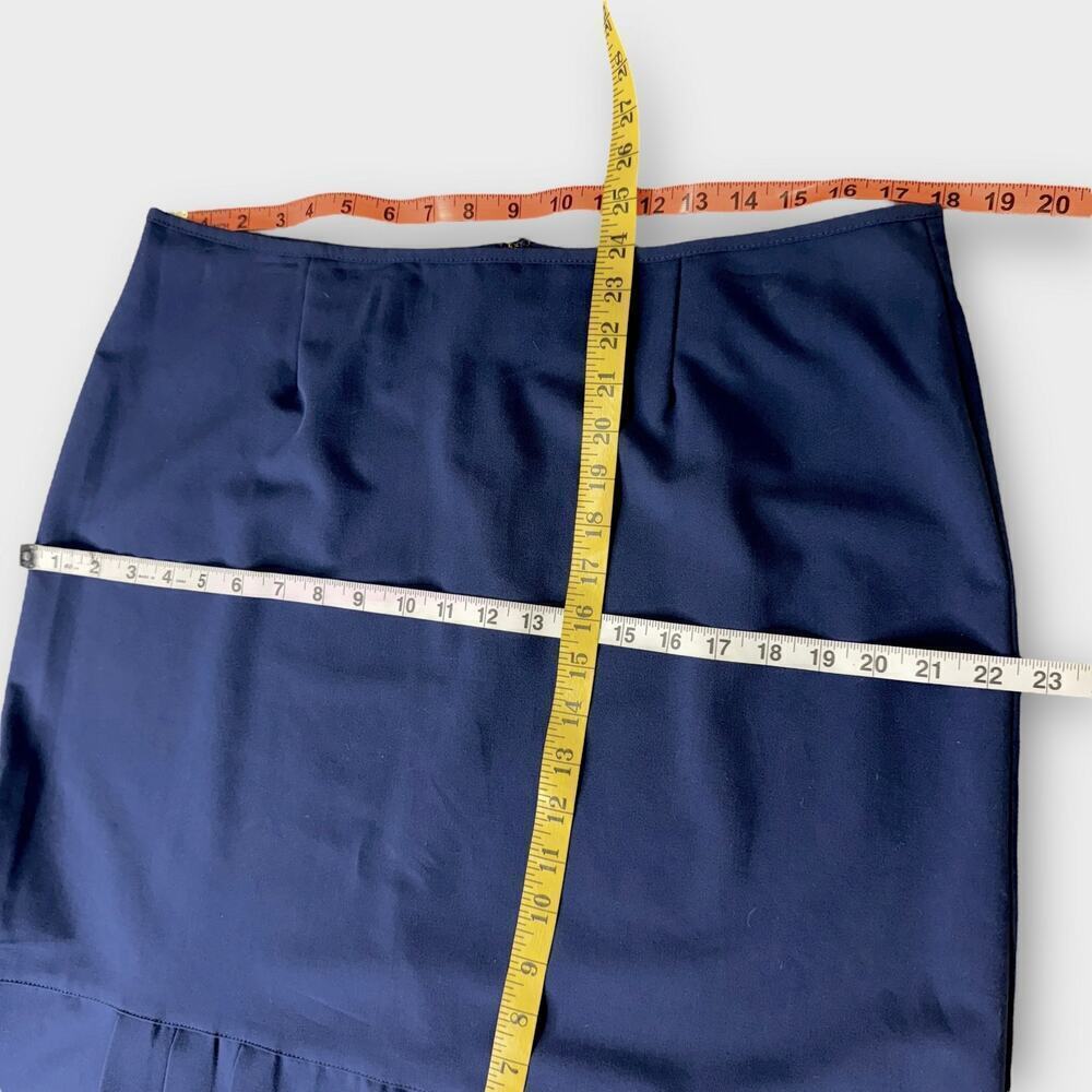 N Touch Vintage Casual Pleated Hem Pencil Skirt Back Zip Stretchy Size 14 Blue - Picture 8 of 9